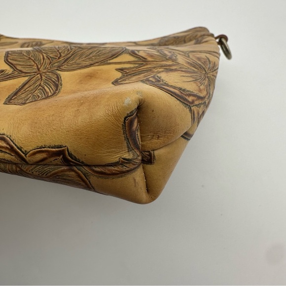 Cuoieria Fiorentina Brown Floral Hand Tooled Leather Wristlet - Picture 10 of 10